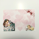 デザインメモ♡レトロガール＆Babyちゃん＆ネコちゃん♡ハガキサイズ♡バラ20枚入り
