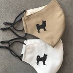 犬シルエット刺繍マスク ＊ 柴犬　日本犬／抗菌・抗ウイルスマスク／刺繍立体マスク／大人用Mサイズ／犬マスク／受注制作  