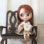 半額SALE！リバティのパッチワークスカートと刺繍のタックブラウスのセット　ブライスアウトフィット