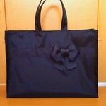 レッスンバッグ お受験 自立 紺リボン 蓋付 底板付 Handmade Takako