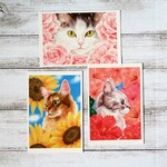 ポストカード「花と猫」３枚セット