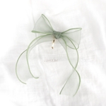 《再販》♥︎New color♥︎ 111 オーガンジーリボンのシンプルなポニーフック green