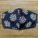 大きめ大人立体ガーゼマスク★紫陽花柄 紺