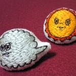 【ginta様リクエスト品】北風と太陽　刺繍ぷっくりブローチ
