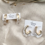 クリア×ゴールドラインのシンプルピアス