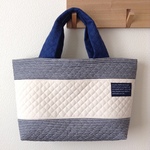 キルティングdeトートバッグ-L ＃011【ヒッコリー × 帆布 × デニムB】