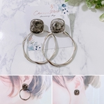 【2way】シルバーリングの大ぶりモノトーンピアス/イヤリング