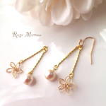 お花とパールのゆらゆらアクセ