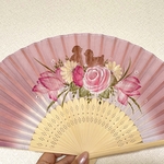 トイプードルとキラキラお花の扇子[送料込み]