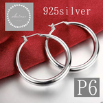 【P6】【925silver】シンプル　シルバー　フープピアス