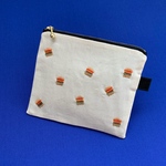 【手刺繍】ハンバーガーの刺繍ポーチ【14cmファスナー】