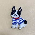 動物刺繍ブローチ　フレンチブルドッグ