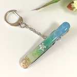 レジンで飾ったホヌの海キークリップ　シルバー