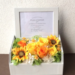 【momo03100528様専用】イエロー系のフォトフレーム＊プリザーブドフラワー花薔薇ブリザードフラワー結婚式誕生日プリザプレゼント誕生日バラギフト花器サプライズ結婚祝い退職祝い卒業祝い