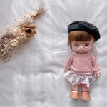 メルちゃん ソランちゃん　くすみピンクトレーナー＆ボタニカルフリルスカートとベレー帽