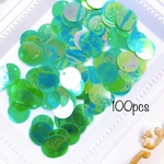 スパンコール　1つ穴　 緑　オーロラ  15mm  【約100枚】  丸  A0386 《2000円以上送料無料》 