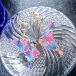 水中紫陽花の蝶イヤリング（Earrings of underwater hydrangea butterfly）