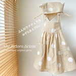 ♪ふんわりナチュラル水玉エプロン♪　エプロン＆三角巾【100~110cm.110~120cm.120~130cm.130~140cm.140~150cm.150cm.大人用】★エプロン袋購入可能