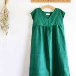 Green🌿リネンワンピースVネックフレンチスリーブ