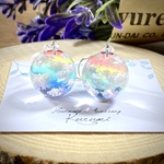 【再販】レジンピアス イヤリング 虹の空 まん丸 15mm