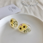 【今だけ送料無料】.*･ﾟミニひまわり×クリア レジン ピアス イヤリング  H_2.ﾟ･*.