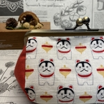 【受注製作】再販❸ 犬張り子×赤　がま口メイクポーチ　ペンケースがま口　