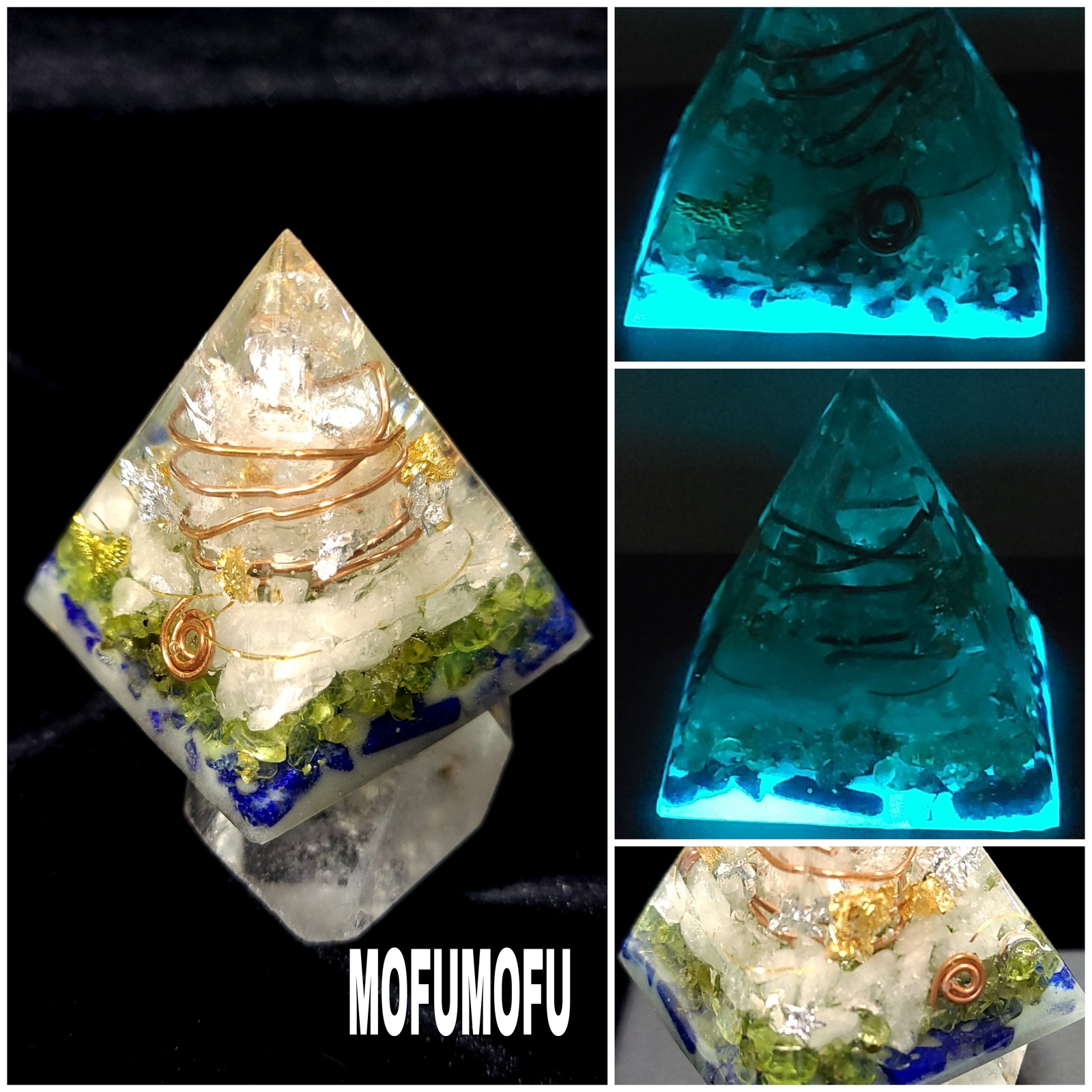 【ハル。】水晶のお地蔵様形オルゴナイト☆他２点 限定1個/夜光ｵﾙｺﾞﾅｲﾄ/柱の水晶に銅線/ｻｻﾞﾚ石(水晶&ﾗﾋﾟｽﾗｽﾞﾘ