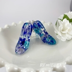 ブルーのお花＊ガラスの靴ピアス（イヤリング）
