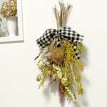 【🌼数量限定❗️】ミモザとピンクッションのイエロースワッグ　約40cm   〜ドライフラワー  花束   ボタニカル