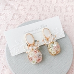 ホワイト×パステルフラワー mini ピアス/イヤリング
