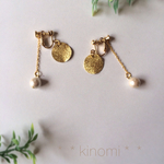 《再×19》gold moon×ゆらゆらコットンパールのイヤリング＊＊