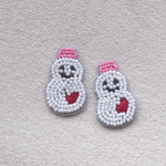 スノーマンのヘアゴム２つセット＊ビーズ刺繍＊