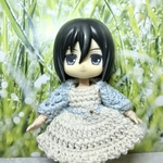 【SALE】🌱セット🌱　オビツ11  ねんどろいど　あまむす　オビツろいど　服　【セット】👗ドルマン風ニットカーディガン　ワンピース　👗　ホワイト×ブルー