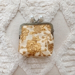 【6/21 22:00〜販売】がま口ポーチ　刺繍　インド刺繍　ゴールド　パール　ポーチ