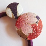 🐇和のヘアアクセサリー 京友禅 銀彩桜 No.122 正絹 丹後ちりめん 髪飾り ヘアゴム silk100%