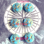 【2色6コセット】JIRI＊IVANA#czech beads#チェコビーズ　cat14㎜　light blue2コturquoise4コ/bronze
