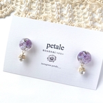 再販💓ベリーピンクのお花のミニミニドーム＋パールビーズチャームイヤリング／ピアス