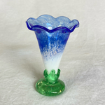 手作りガラス　朝顔　サファイアブルー　花瓶