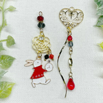 白うさぎ 薔薇 ピアス イヤリング アンティーク ハート 大ぶり ロング