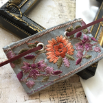 インド刺繍 リボン ポニーフック ラップリボン リボンラップ ブルーグレー×ワインレッド