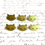 ■猫カラー■25mm■ヴィンテージボタン3色セット (グリーン系)　0617-2
