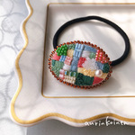 刺繍とビーズのヘアゴム/カラフル