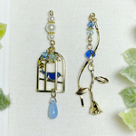 awa 幸せを呼ぶ 青い鳥 ブルーローズ アンティーク イメージ ピアス イヤリング 雫 雨