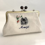 tauzo様オーダー品☆犬の手刺繍でがま口ポーチ