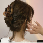 マット　クリアべっ甲　バンスクリップ　ヘアクリップ　バレッタ　韓国ファッション　上品　クロス　