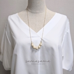 ロングネックレス♡コットンパール5粒のネックレス