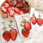 ぷっくりスライスいちご ピアス、イヤリング、キーホルダー🍓