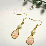 ☆送料込み☆しずくコットンパールピアス イヤリング ピンク レジン