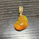 ハイブリッドオパール　プチハートネックレス　オーロラ オレンジ緑班（金具:ゴールド）
