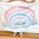【blanket】レインボー柄ピンク＊ブランケット＊名入れ＊出産祝い